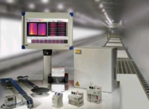 JLH Measurement - TIP900 infrared scanner system for temperature measurement up to 350°C of plasterboard leaving the oven