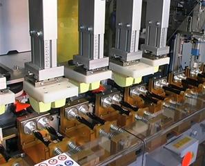 INDUSTRIAL production line for MARKING by PAD PRINTING.