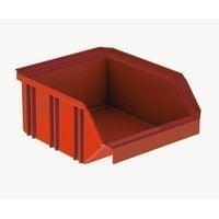 Set of 5 red plastic bins L 345 x D 205 x H 164 mm