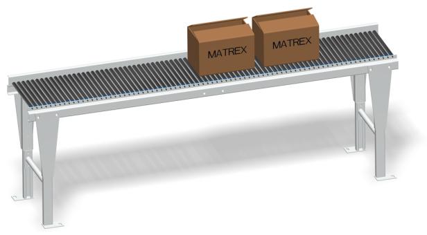 Free roller conveyor for boxes, parcels and pallets