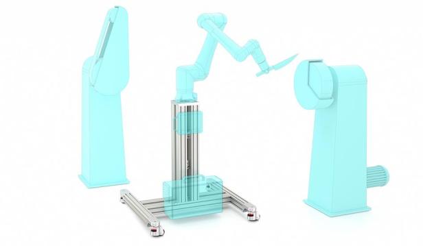Robotic column for mobile use of a cobot