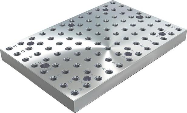Gray cast iron base plate with modular grid