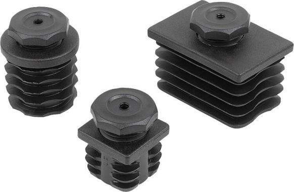 Plastic adjustment caps without insert for round and square tubes