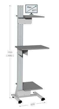 MOBIPOST 200 l 500 x P 500 x H 1700 mm de 3 niveaux sur pieds