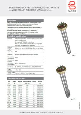 Immersion heaters for heating liquids with stainless steel tubes