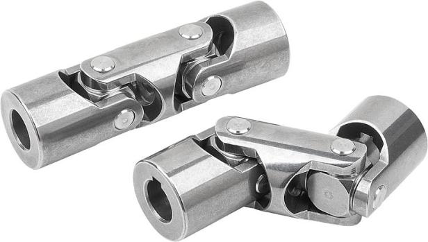 Double stainless steel universal joints with plain bearing similar to DIN 808