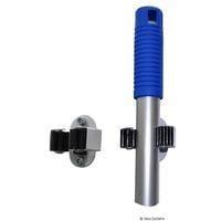 Broom holder with rollers