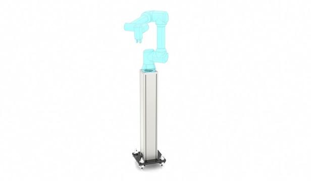 Compact robotic column with adjustable level floor mounting