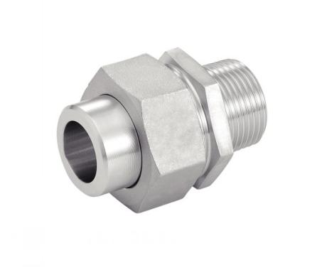 Union fitting with conical seat smooth end / male stainless steel 316 L