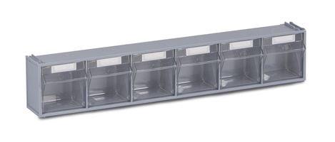 Block of 6 transparent tilting drawers W 600 x D 96 x H 112 mm