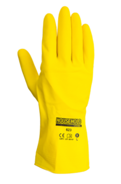 FLOCKED YELLOW LATEX UNSUPPORTED GLOVE