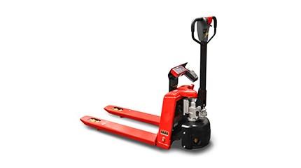 Weighing pallet truck with electric assistance