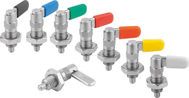 Lockable stainless steel indexing plungers with stopper