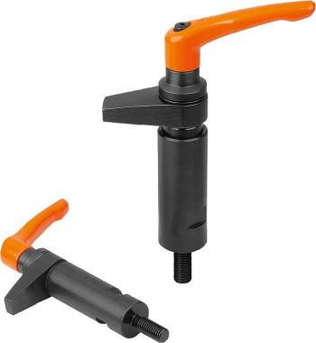 Clamping hook with base and indexable lever with anti-friction bearing