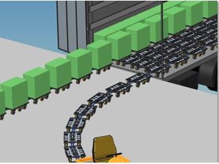 Single-track logistics train with stackable bases