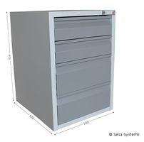 Unit with 4 lockable drawers W 500 x D 578 x H 704 mm for QUALIPOST 3000