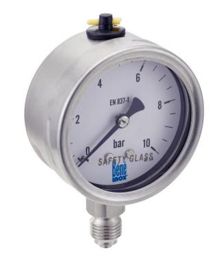 All stainless steel dry pressure gauge (fillable) - Vertical BSPP male 316L stainless steel connection