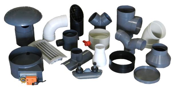 Plastic ventilation tubes and fittings
