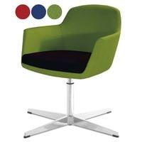 Chaise verte avec piètement aluminium central 4 branches